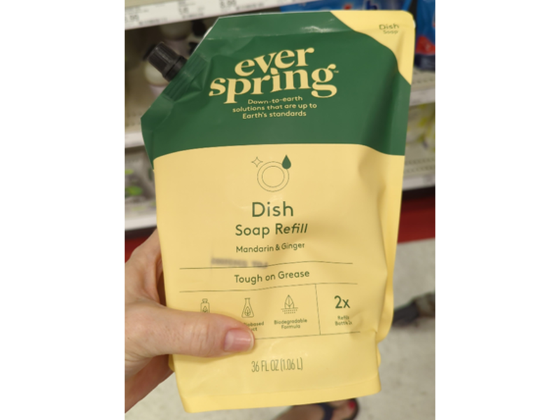 Ever Spring Dish Soap Refill, Mandarin & Ginger, 36 fl oz/1.06 L