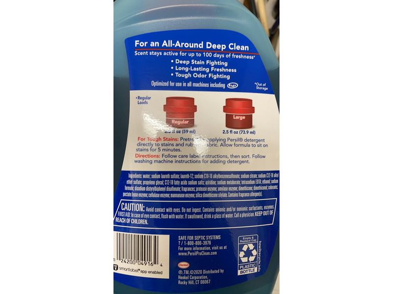 Persil ProClean + Active Scent Boost Liquid Detergent, 100 fl oz / 2.95 L