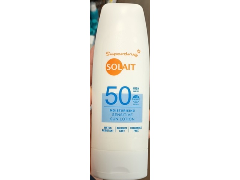 Superdrug Solait Moisturizing Sensitive Sun Lotion, SPF 50, 200 mL