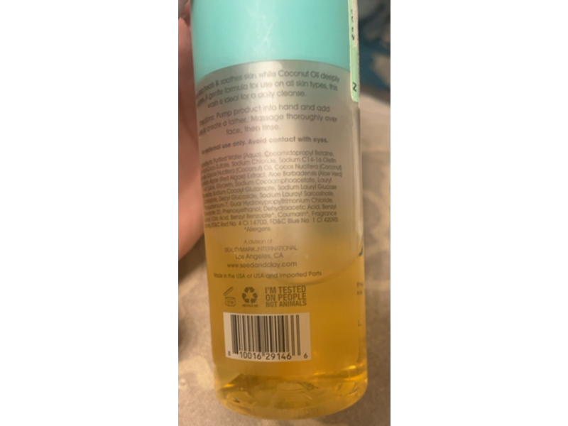 Seed+Clay Hydrating Face Cleansers, N0 345, Coconut & Aloe, 8 fl oz/237 mL