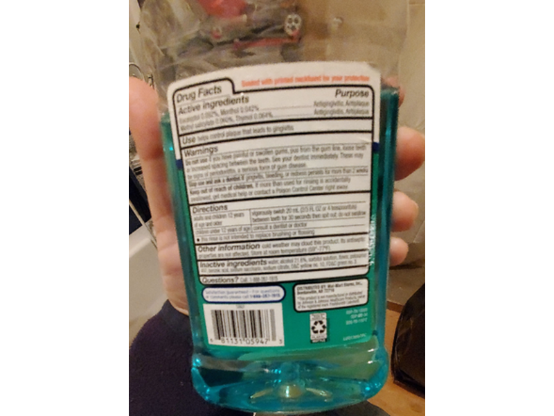 Equate Antiseptic Mouthrinse, Spring Mint, 16.9 fl oz/500 mL