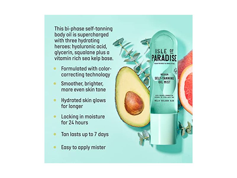 Isle of Paradise Medium Self Tanning Oil Mist, Hello Golden Glow 6.76 fl oz/200 mL