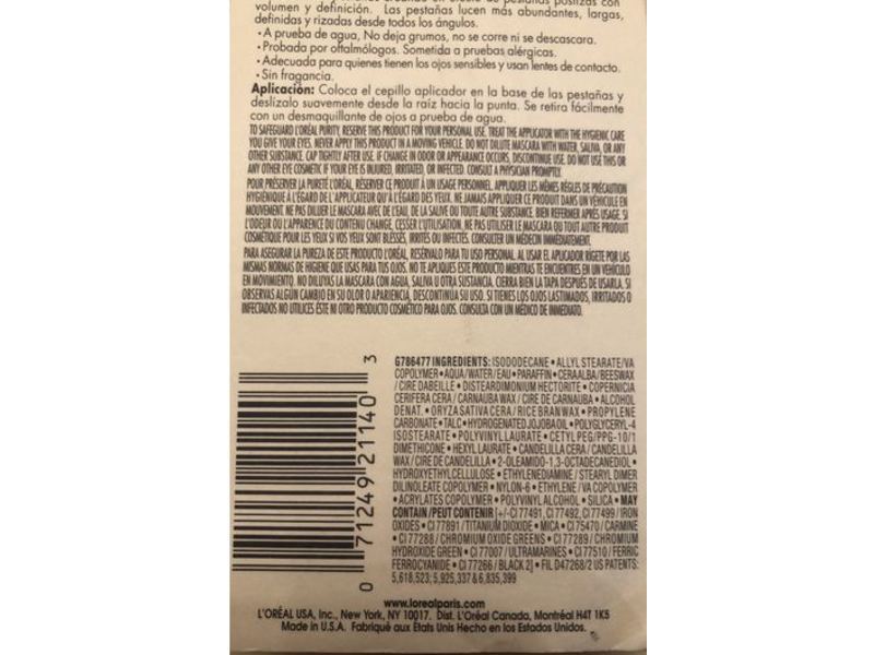L'oreal Paris Voluminous False Fiber Lashes Mascara, Waterproof, 290 Black, 0.35 fl oz/10.5 mL