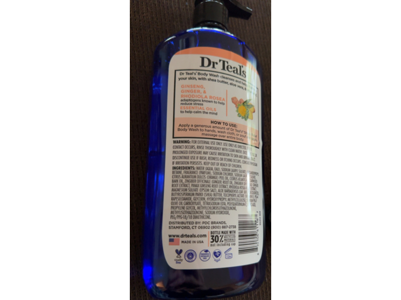 Dr Teal's Pure Epsom Salt Body Wash, Stress Relief, 24 fl oz/710 mL