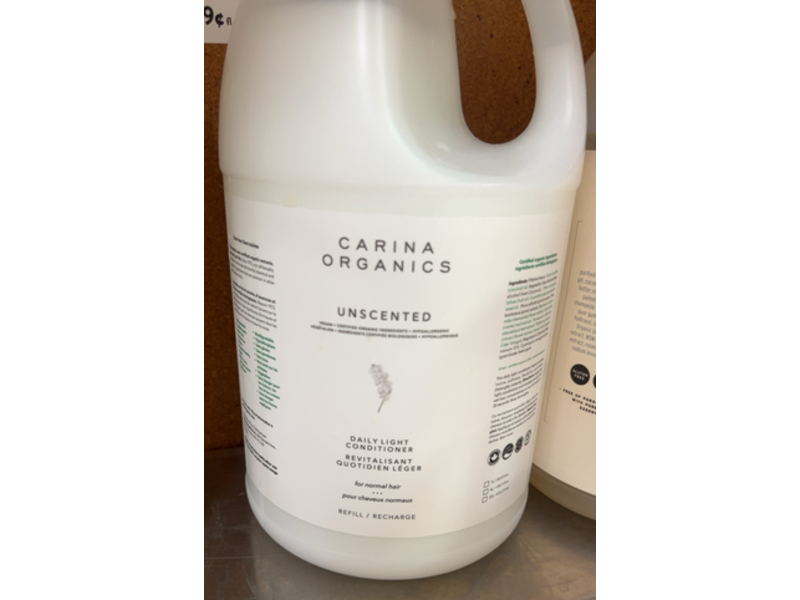 Carina Organics Daily Light Conditioner, Unscented, 135.3 fl oz/4 L