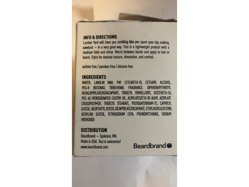 Beardbrand Styling Balm, Lumber Yard, 3.4 oz/96 g