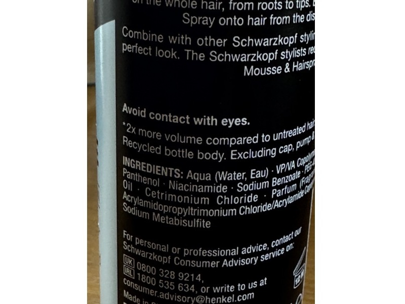 Schwarzkopf Volume Blow-Dry Spray, Vitamin B5, 200 mL