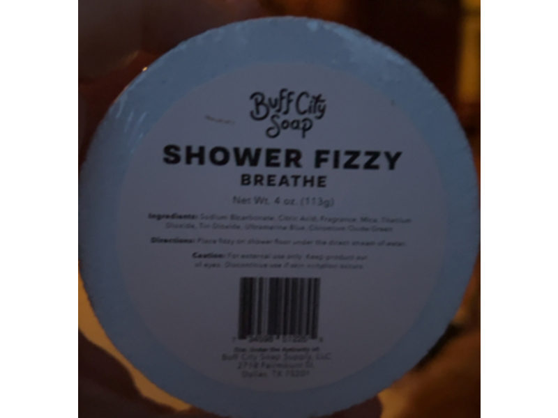 Buff City Soap Bar Soap, Shower Fizzy Breathe, 4 oz/113 g