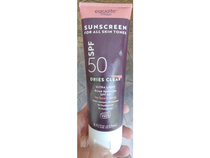 Equate Sunscreen, SPF 50, Ultra Light, Face & Body, 8 fl oz/237 mL