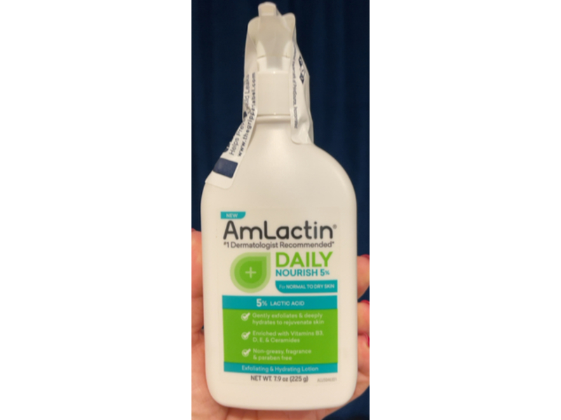 AmLactin Daily Nourish Exfoliator & Moisturizer Body Lotion, 5% Lactic Acid, 7.9 oz/225 g