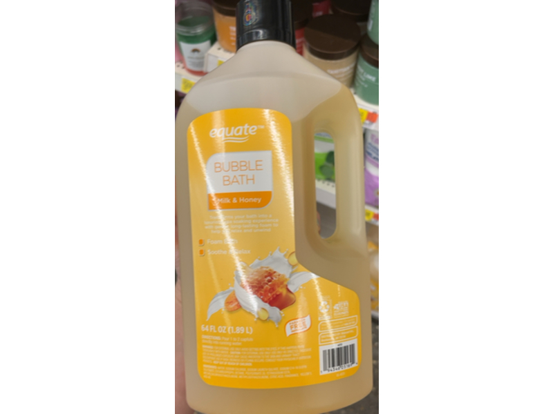 Equate Bubble Bath, Milk & Honey, 64 fl oz/1.89 L