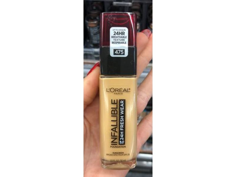 L'Oréal Paris Infallible Fresh Wear Foundation, 475 Sun Beige, SPF 25, 1 fl oz/30 mL