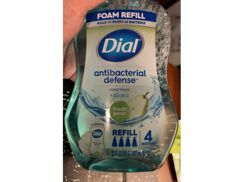 Dial Antibacterial Defense Foaming Refill Hand Soap, Aloe + Fresh Pear - 30 fl oz/887 mL