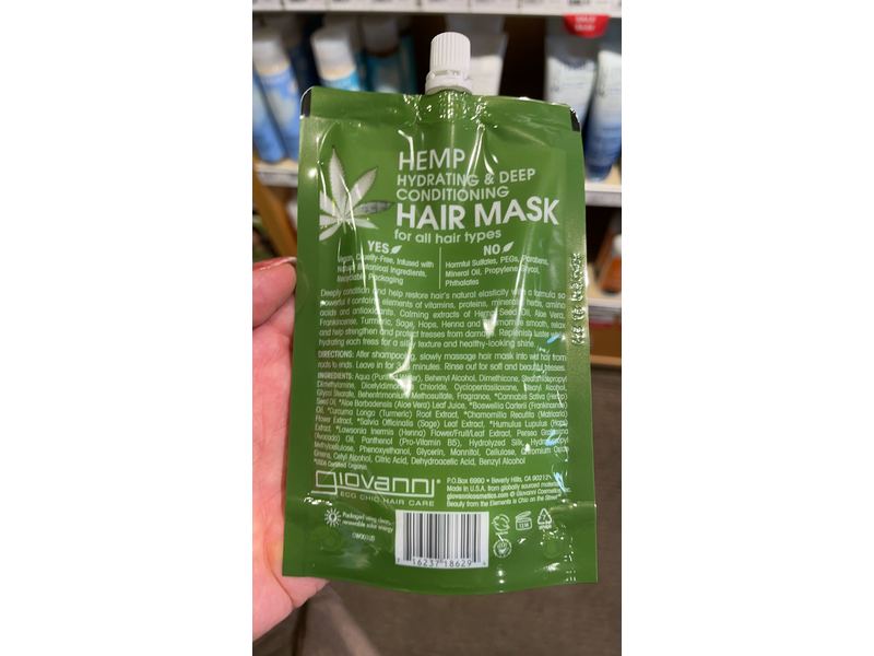 Giovanni Hemp Hydrating & Deep Conditioning Hair Mask, 1.75 fl oz/51.75 mL