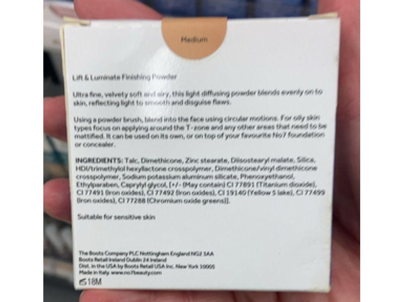 No7 Lift & Luminate Triple Action Translucent Finishing Powder, Medium, 0.35 oz/10 g