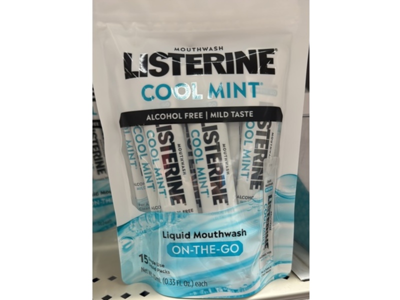 Listerine On-The-Go Liquid Mouthwash, Cool Mint, 0.33 fl oz, 15 Count