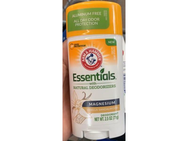 Arm & Hammer Essentials Deodorant, Magnesium Vanilla Sandalwood, 2.5 oz/71 g