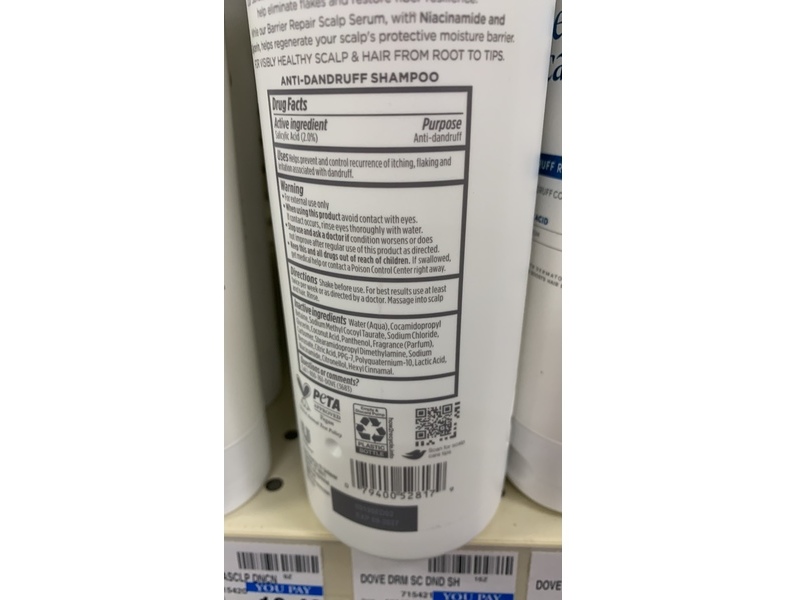 Dove Derma Scalp Anti-Dandruff Shampoo, Dandruff Relief, 16 fl oz