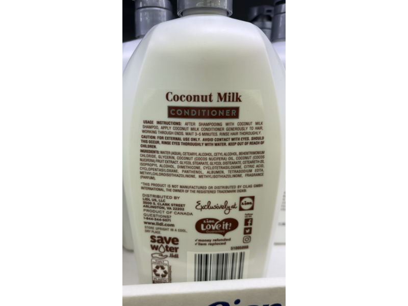 Cien By Lidl Conditioner, Coconut Milk, 33.8 fl oz/1 L