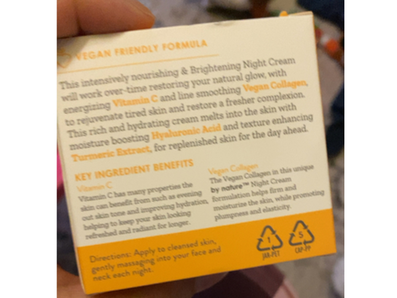 By Nature Brightening + Hydrating Night Cream, Vitamin C + Collagen, 2 oz/60 g