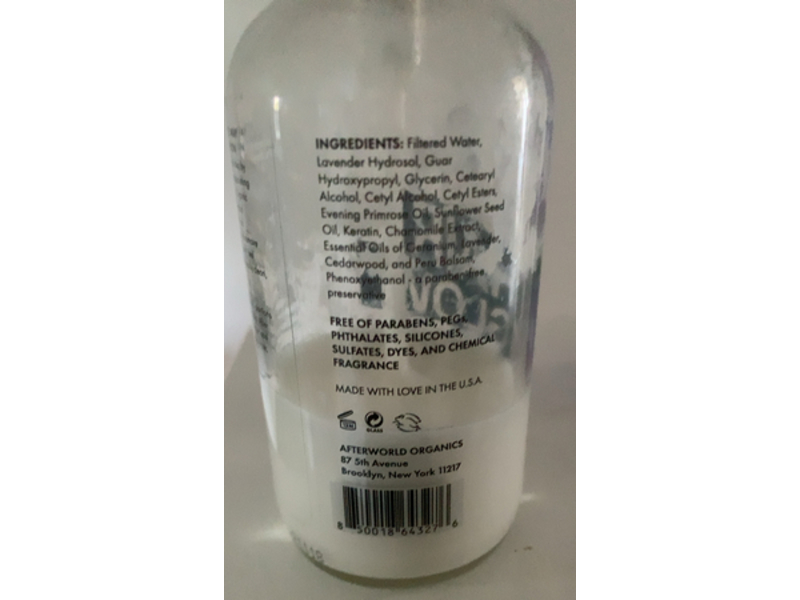 Afterworld Organics Hair Glow Color Saving Cleansing Cream, Royal Lavender, 8 fl oz/236 mL