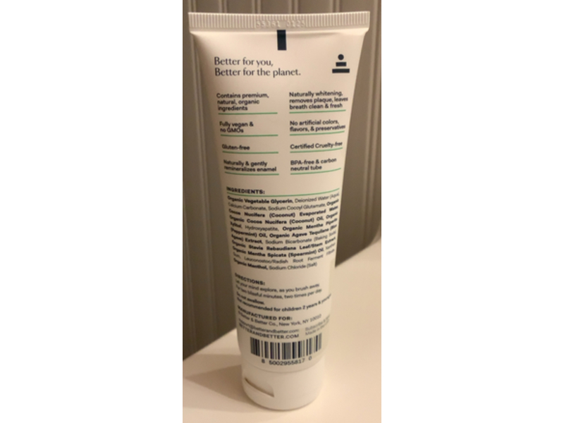 Better & Better Natural Whitening Toothpaste, Fortify, Fresh Mint, 3.4 oz/96.4 g