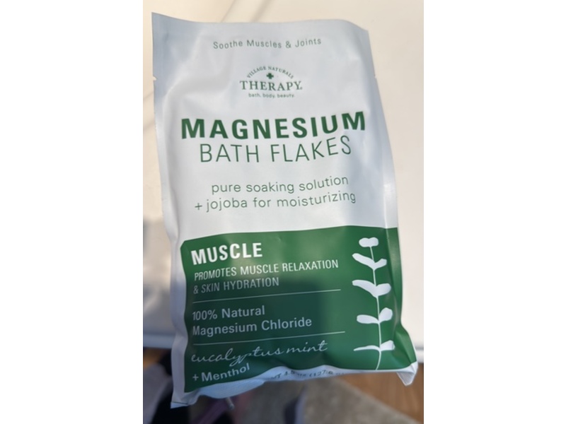 Village Naturals Therapy Muscle Magnesium Bath Flakes, Eucalyptus Mint Scent, 4.5 oz/127.5 g, Pack of 10