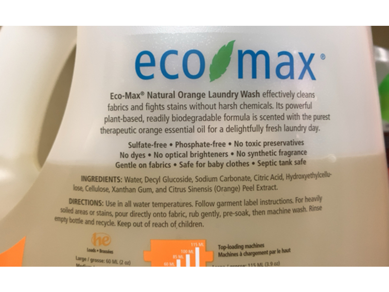 Eco Max Laundry Wash, Organe, 210 Loads, 6.21 L