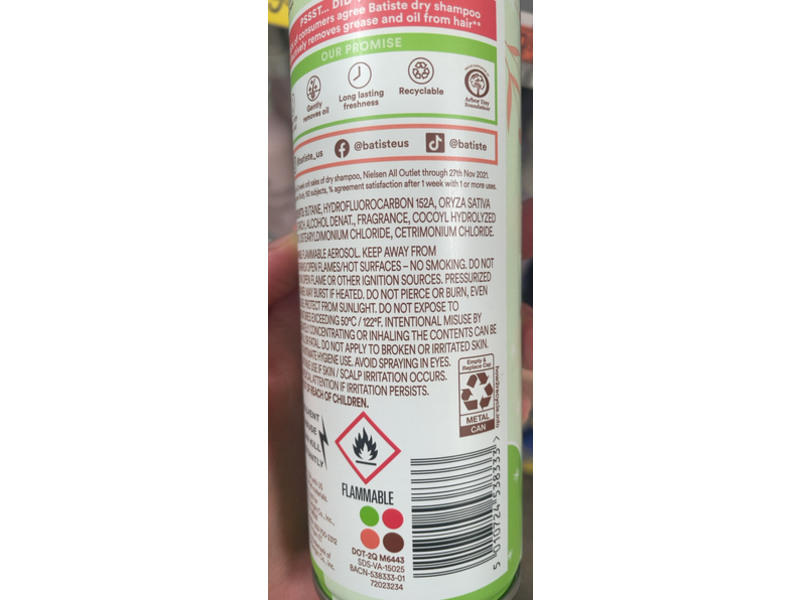 Batiste Dry Shampoo, Barely Scented, 7.62 oz/216 g