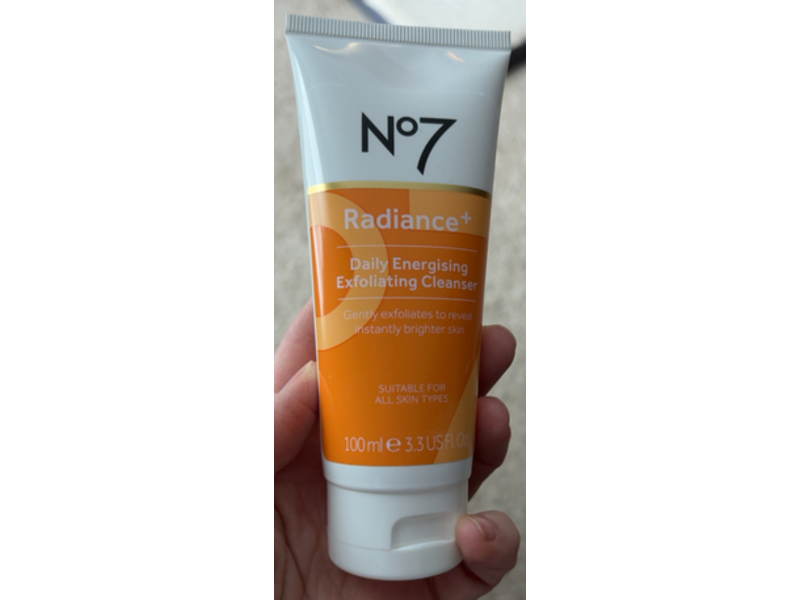 No 7 Radiance+ Daily Energising Exfoliating Cleanser, 3.3 fl oz/100 mL