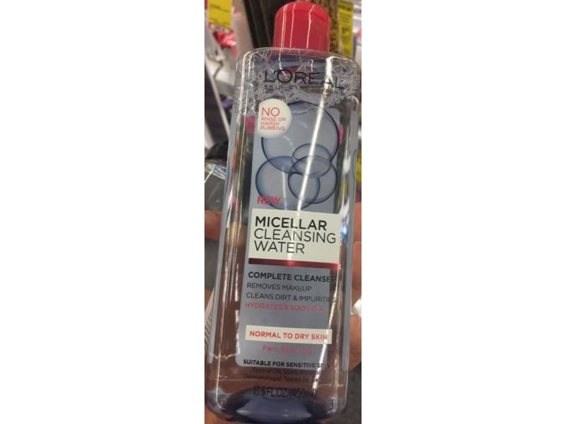 L'Oreal Paris Complete Cleanser Micellar Cleansing Water, Normal To Dry Skin, 13.5 fl oz/400 mL
