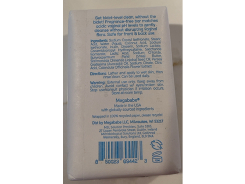 Megababe Bidet Bar Cleansing Bar, 3.5 oz/99 g