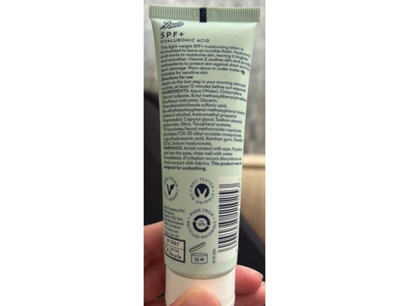 Boots Daily Facial Moisturising Lotion, SPF+, Hyaluronic Acid, 5 mL