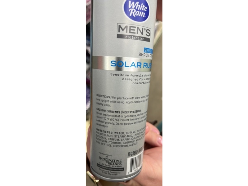 White Rain Men's Collection Sensitive Shave Cream, Solar Rush, 7 oz/207 mL