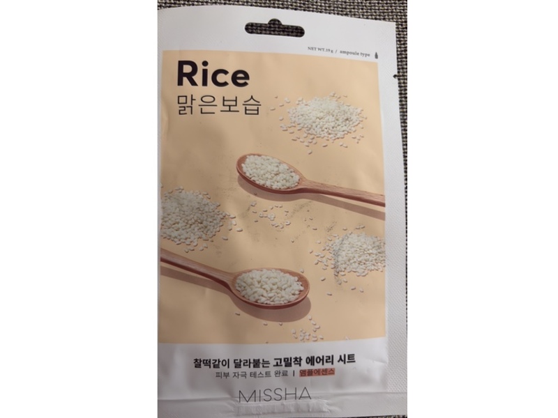 Missha Airy Fit Sheet Mask, Rice, 19 g