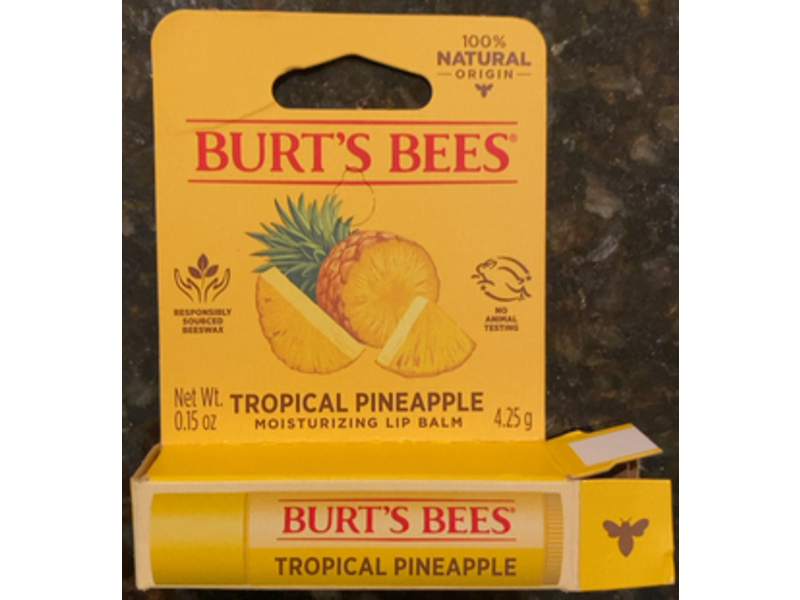 Burt's Bees Moisturizing Lip Balm, Tropical Pineapple, 0.15 oz/4.25 g