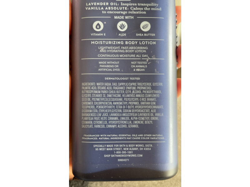 Bath & Body Works Aromatherapy Moisturizing Body Lotion, Sleep, Lavender + Vanilla, Shea Butter + Vitamin E, 6.5 fl oz/192 mL
