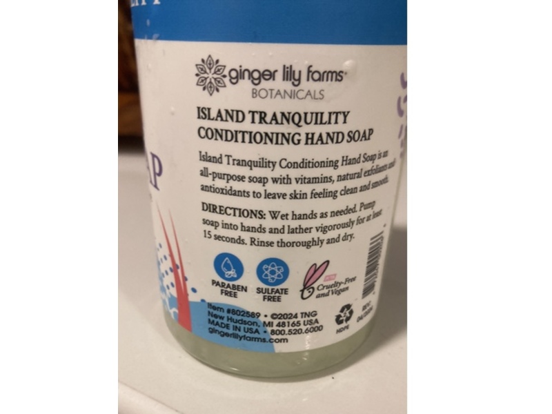 Ginger Lily Farms Botanicals Conditioning Liquid Hand Soap, Green Tea Lemongrass, 12 fl oz/355 mL