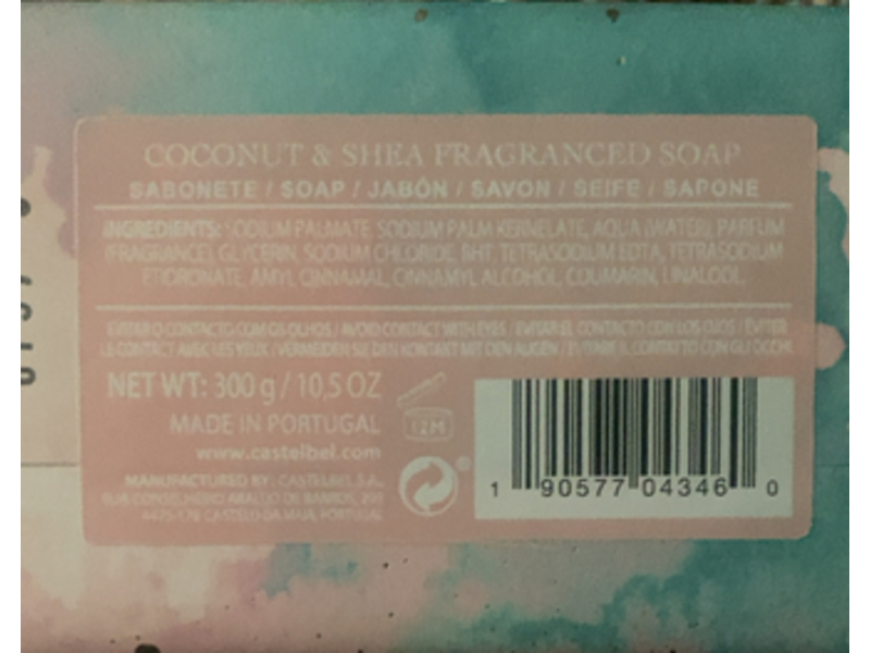 Castelbel Porto Fragranced Bar Soap Coconut & Shea, 10.5 oz/300 g