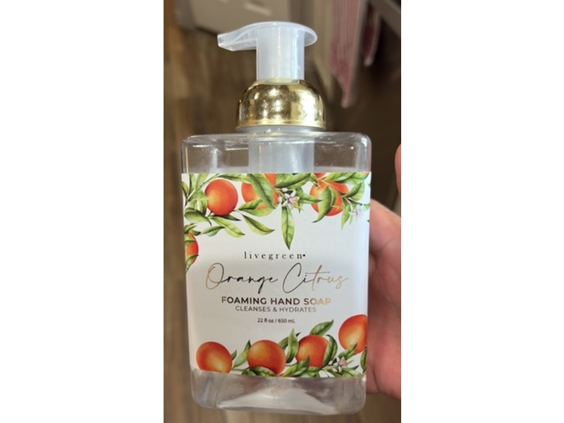 Livegreen Foaming Hand Soap, Orange Citrus, 22 fl oz/650 mL