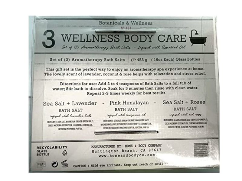 Home & Body 3 Wellness Body Salt Body Care, 16 oz/453 g