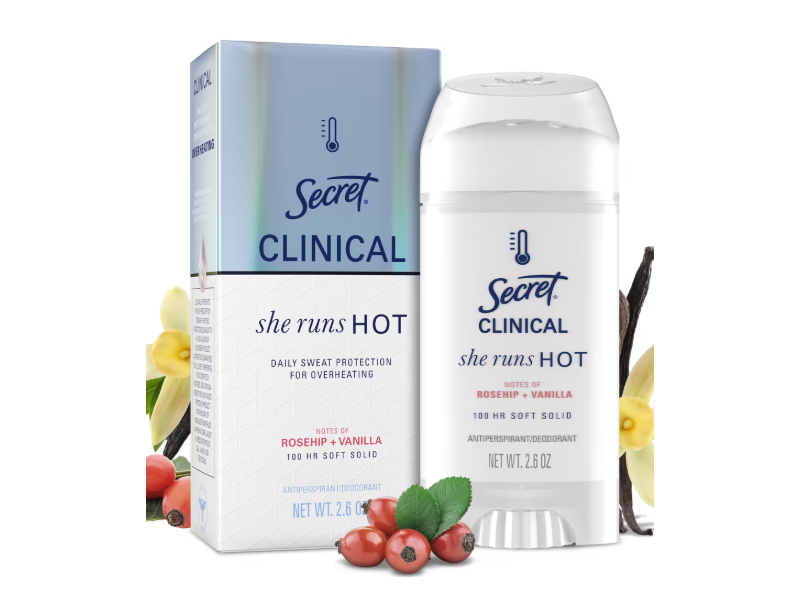 Secret Clinical She Runs Hot Antiperspirant Deodorant, Rosehip + Vanilla, 2.6 oz/73 g