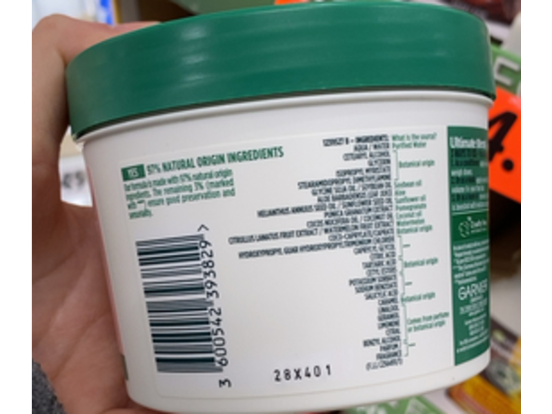 Garnier Ultimate Blends Plumping Hair Food 3-In-1 Fine Hair Mask, Watermelon and Pomegranate, 400 mL