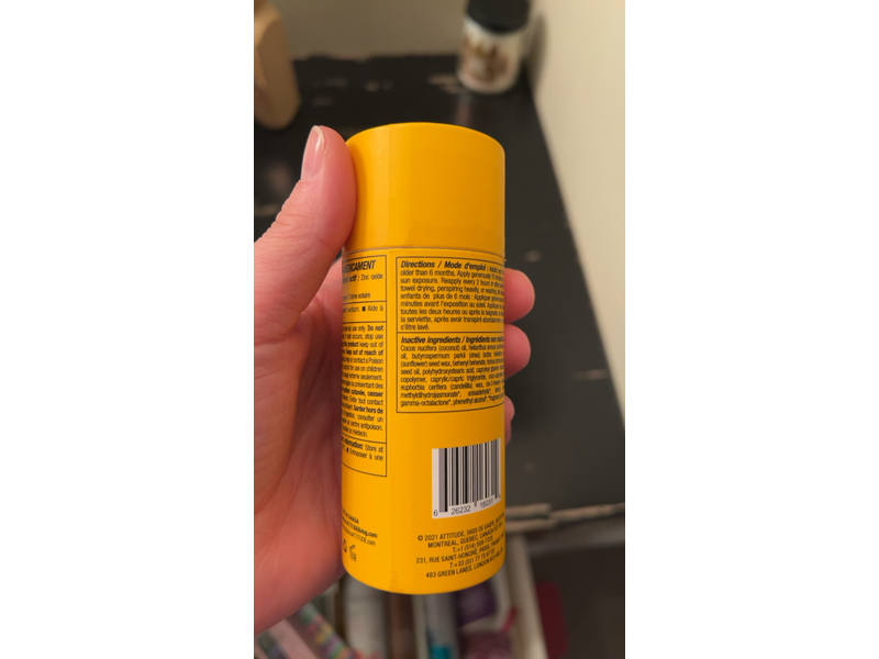 Attitude Mineral Sunscreen Stick, Tropical, SPF 30, 3 oz/85 g