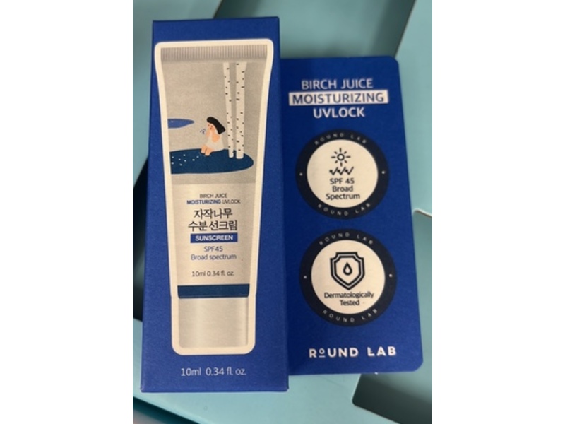 Round Lab Birch Juice Moisturizing UV Lock Sunscreen, SPF 45, 0.34 fl oz/10 mL