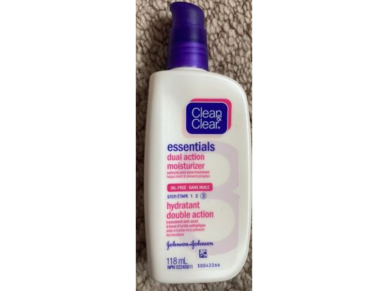 Clean & Clear Essentials Dual Action Moisturizers, Oil-Free, 3.93 oz/118 mL