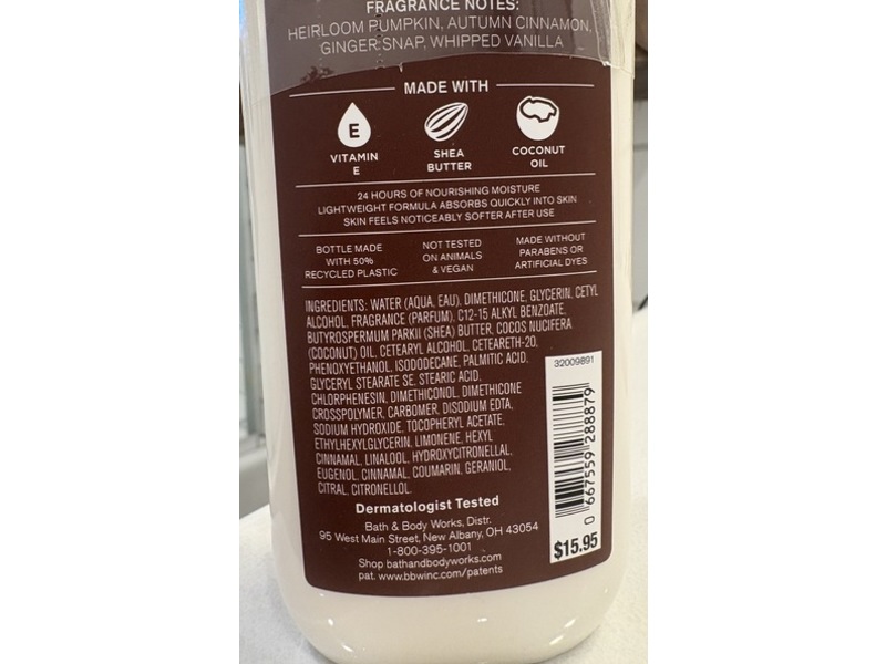 Bath & Body Works Daily Nourishing Body Lotion, Sweet Cinnamon Pumpkin, 8 fl oz/236 mL