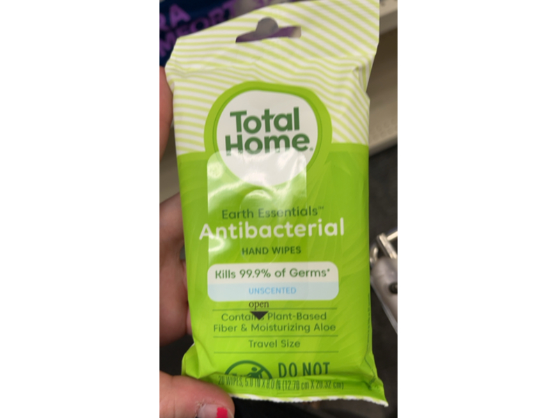 Total Home Antibacterial Hand Wipes, Aloe, 20 Count