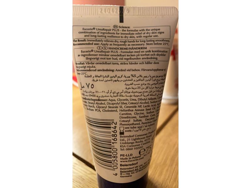 Eucerin Urea Repair Plus Hand Cream, Urea + Ceramide, 2.53 oz/75 mL