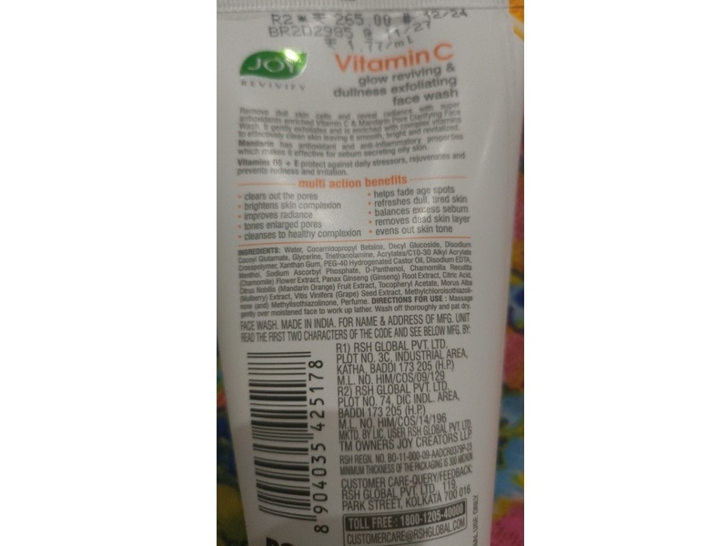 Joy Revivify Face Wash, Vitamin C, 150 mL